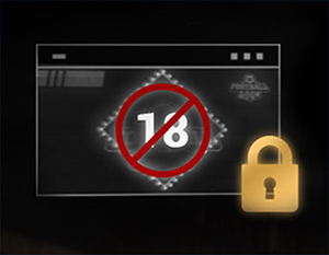 Against age restricted 18+ icon with closed padlock aside