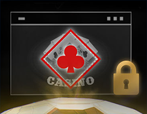 Gambling icon with closed padlock aside