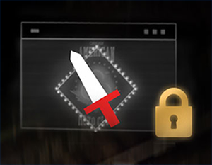Violence icon with closed padlock aside