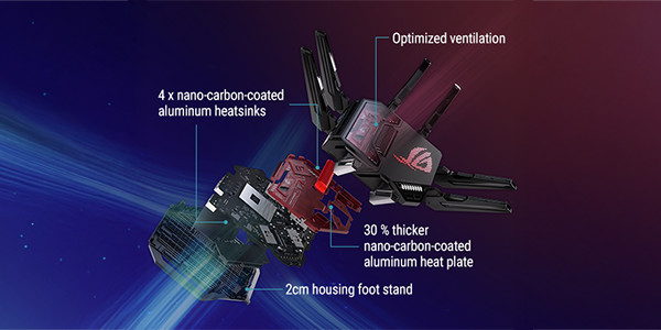 ROG rapture router split into parts to highlight premium components.