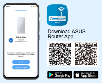 Smartphone device with ASUS Router App on-screen.
