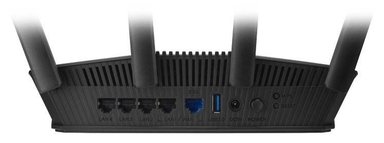 Rear ports of the RT-BE58U router.