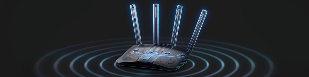 RE-BE559 router with xray illustration to highlight internal components.