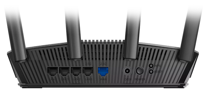 Rear IO of RT-BE59 router.