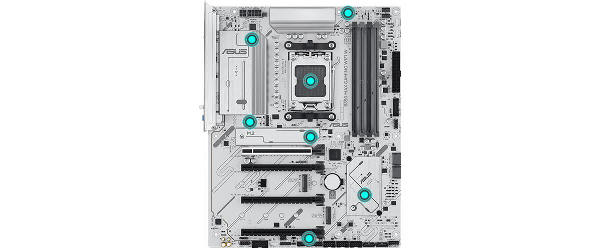 Cooling locations on the motherboard