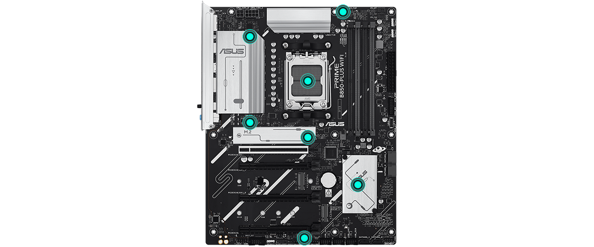 Cooling locations on the motherboard