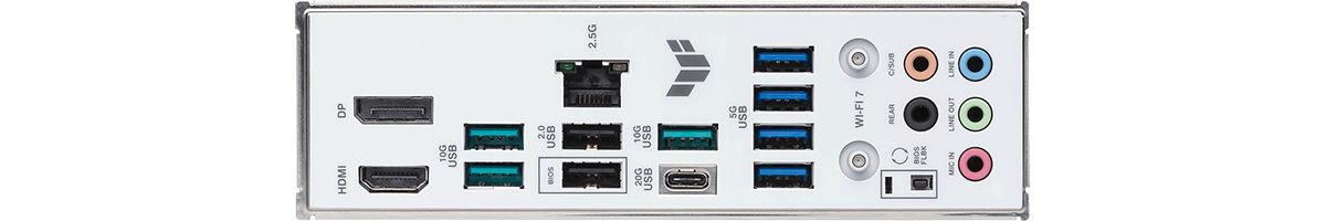 Rear I/O panel of the motherboard