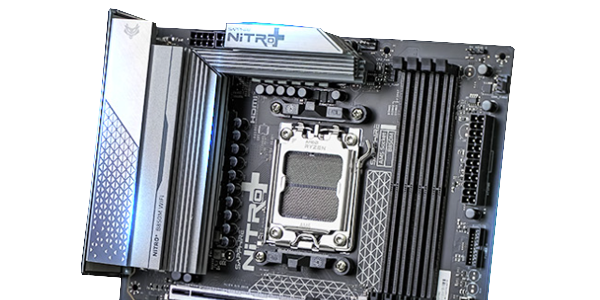 Hero angle of NITRO+ motherboard.