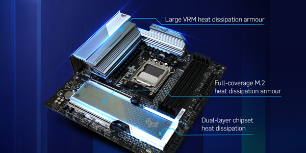 NITRO+ motherboard with outlined thermal design.