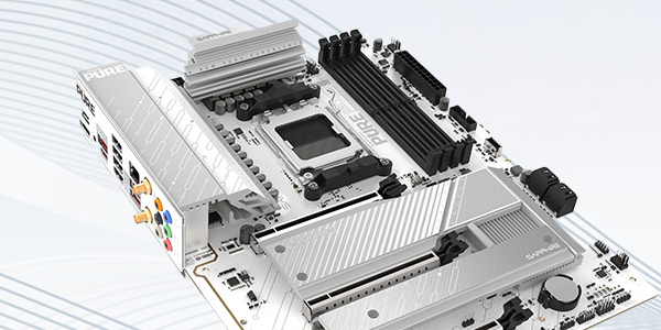Top half of Sapphire Pure motherboard, highlighting CPU.