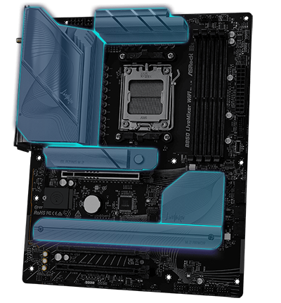 ASRock AMD B850 LiveMixer WiFi AM5 DDR5 PCIe 5.0 ATX Motherboard