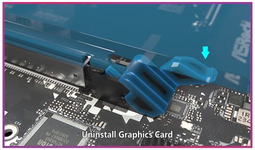 Lite GPU Release Mechanism, Motherboard With EZ Gpu Latch