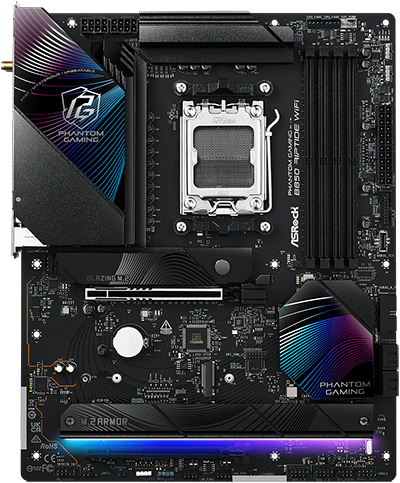 ASRock Phantom Gaming B850 Riptide ATX Motherboard for AMD Ryzen 7000, 8000 & 9000 Series Processors