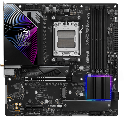 ASRock Phantom Gaming B850M Riptide microATX Motherboard for AMD Ryzen 7000, 8000 & 9000 Series Processors