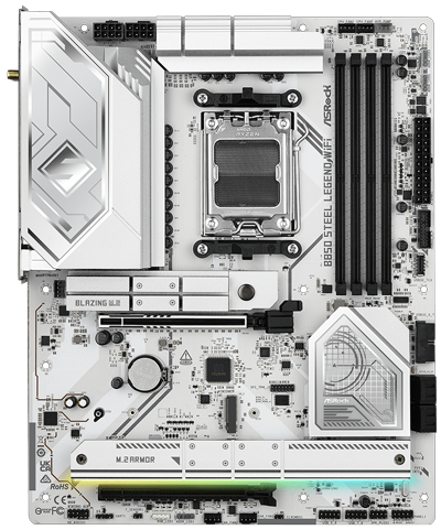 ASRock STEEL LEGEND ATX Motherboard for AMD Ryzen 7000, 8000 & 9000 Series Processors