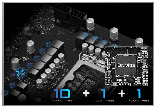 10+1+1 Power Phases for CPU Power Delivery