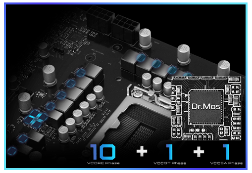 10+1+1 Power Phases for CPU Power Delivery