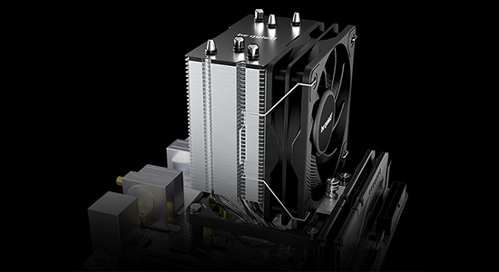 Pure Rock Slim 3 CPU cooler connected to motherboard to showcase premium design