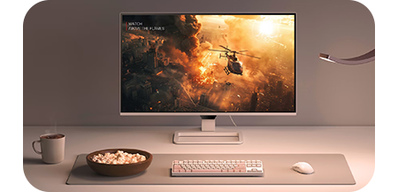 Image of the monitor in the evening with a movie on screen