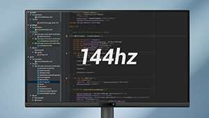 BenQ Programming Monitor featuring 144hz over a code editor on-screen.