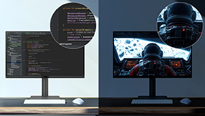 Side by side comparison of BenQ Programming Monitor in day and night setting.