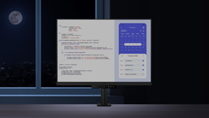 RD280UA monitor in a dark environment with Night Hours protection active to highlight eye care