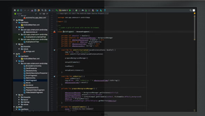 Juxtaposition of monitor in room, split between a dark and light environment with Brightness Intelligence 2 automatically adjusting an suitable brightness on-screen