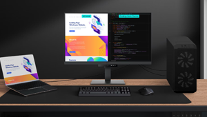 Split screen windows between a connected laptop and the RD320U monitor, showcasing its DualView Plus feature