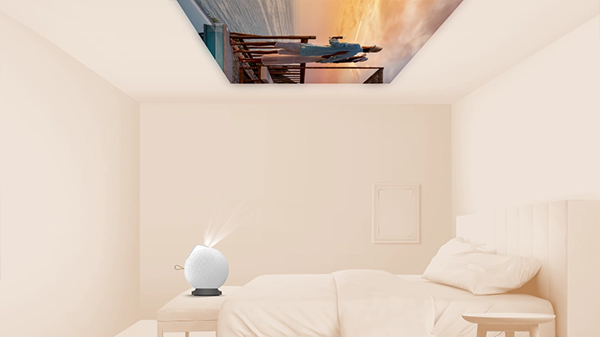 Projecter positioned on a stool