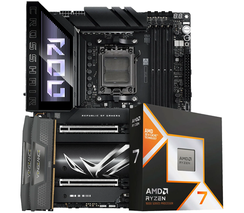 ROG CROSSHAIR X870E HERO WIFI DDR5 PCIe 5.0 AMD ATX Motherboard from MSI with AMD Ryzen™ 7 9800X3D CPU - 2nd Gen AMD 3D V-Cache™ Bundle