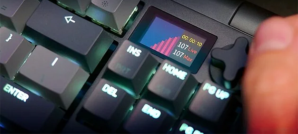 XTRFY MK 8.2 keyboard's display being controlled by its rotary knob