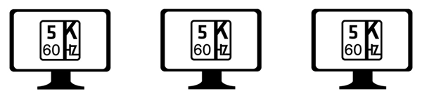 Illustration of 3x screens with 5K 60hz written on screen