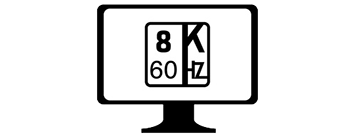 Illustration of 1x screen with 8K 60hz written on screen