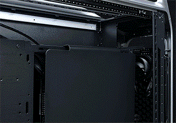 view of sliding board tray from alternate side showing cable clearance