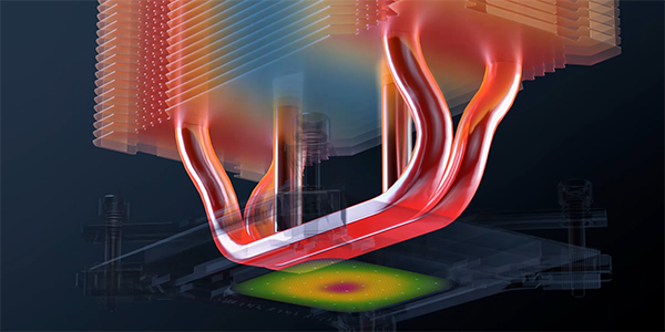 Illustration of cooler with heatmap colour overlay to highlight cooling effiency.