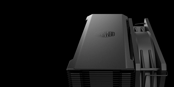 Top of the cooler with Cooler Master brand atop.