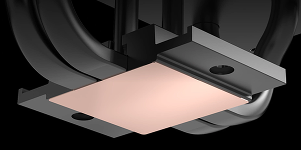 Large contact surface of the Hyper 212 3DHP CPU cooler.