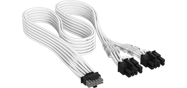 CORSAIR Elite Premium White 12V-2x6 to 6+2-pin Power Supply Cable