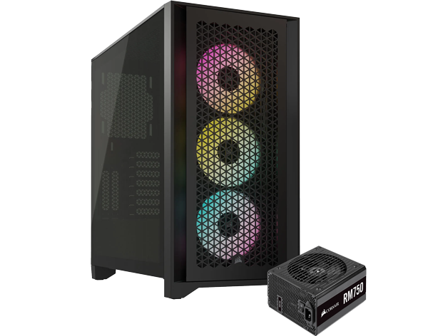 Corsair 4000D RGB Airflow, Black Mid Tower Chassis and RM750 PSU