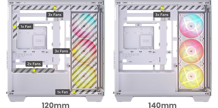 Image showing where fans can be placed in case