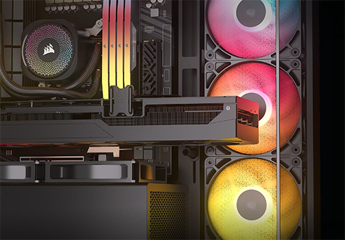 Close up of a GPU inside case