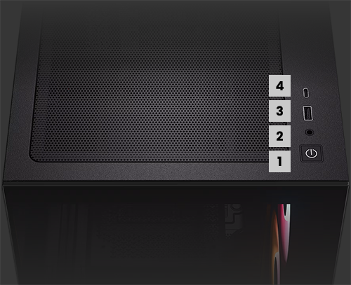 Close up of ports on top of case