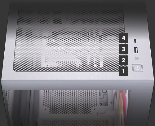 Close up of ports on top of case