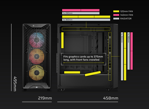 Graphic illustration of the case radiator and fan support