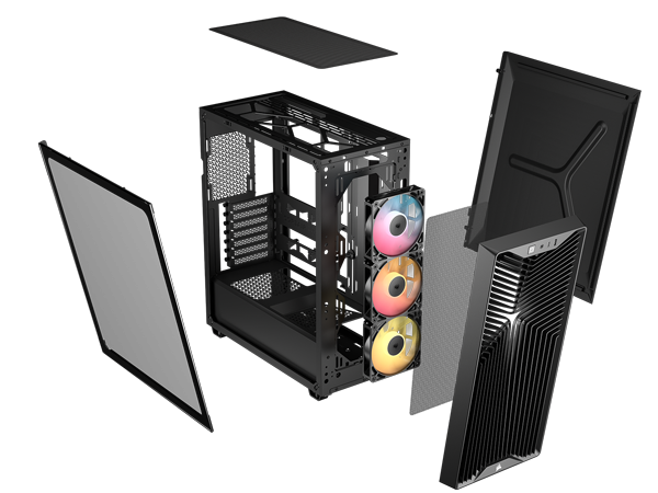 Exploded view of the 3200D RS ARGB case