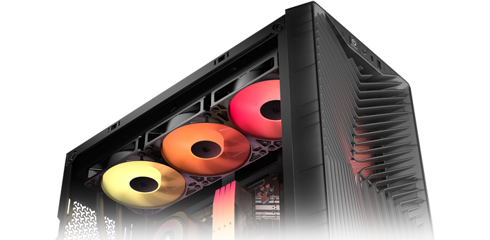 Top angled view of case, fading out to transparancy the bottom