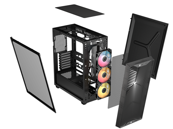 Exploded view of the 3200D RS ARGB case