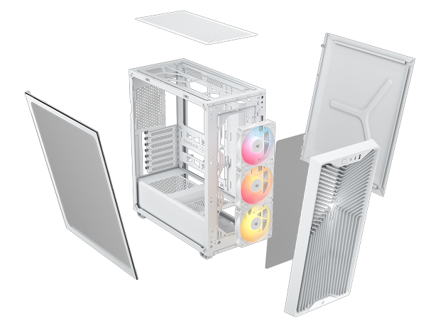 Exploded view of the 3200D RS ARGB case