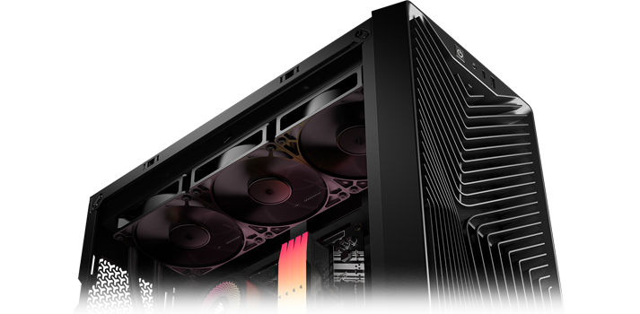 Top angled view of case, fading out to transparancy the bottom
