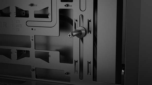 Inside of case showing anti-sag Stabilisation arm